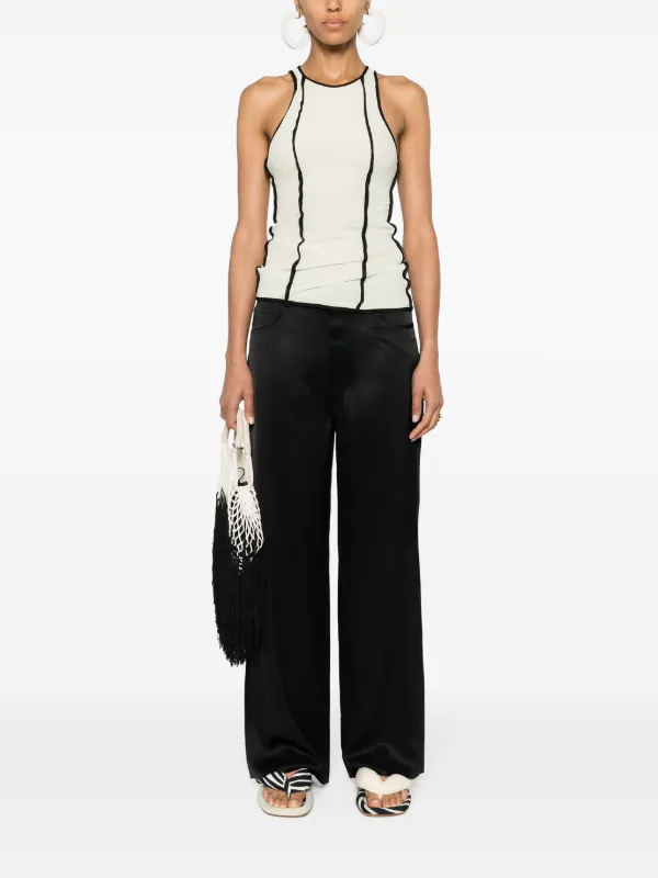Jacinda - Printed Silk And Mesh-Jersey Bandeau Top - Smudged