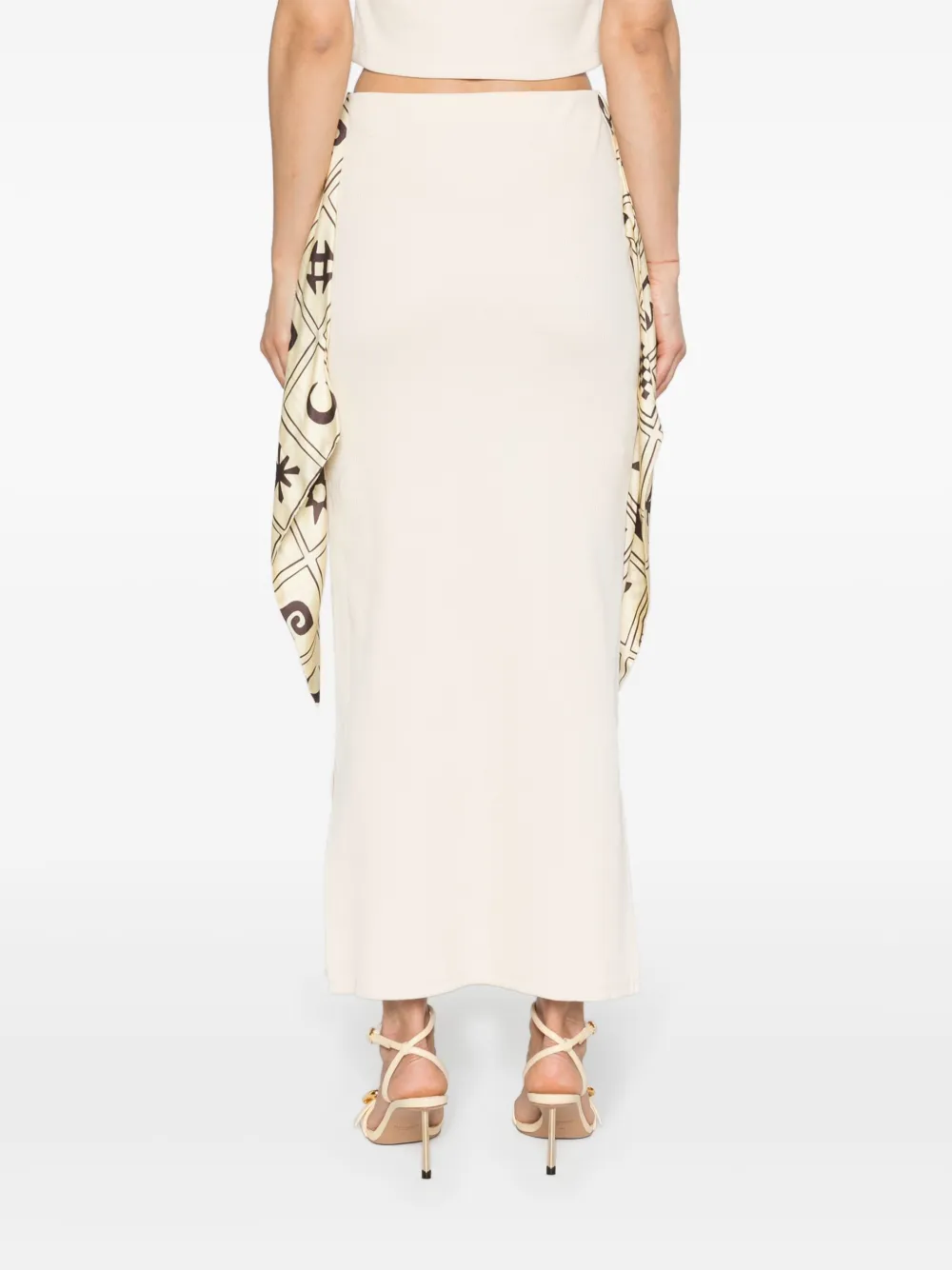 Shop Nanushka Maltha Scarf-detail Midi Skirt In Neutrals