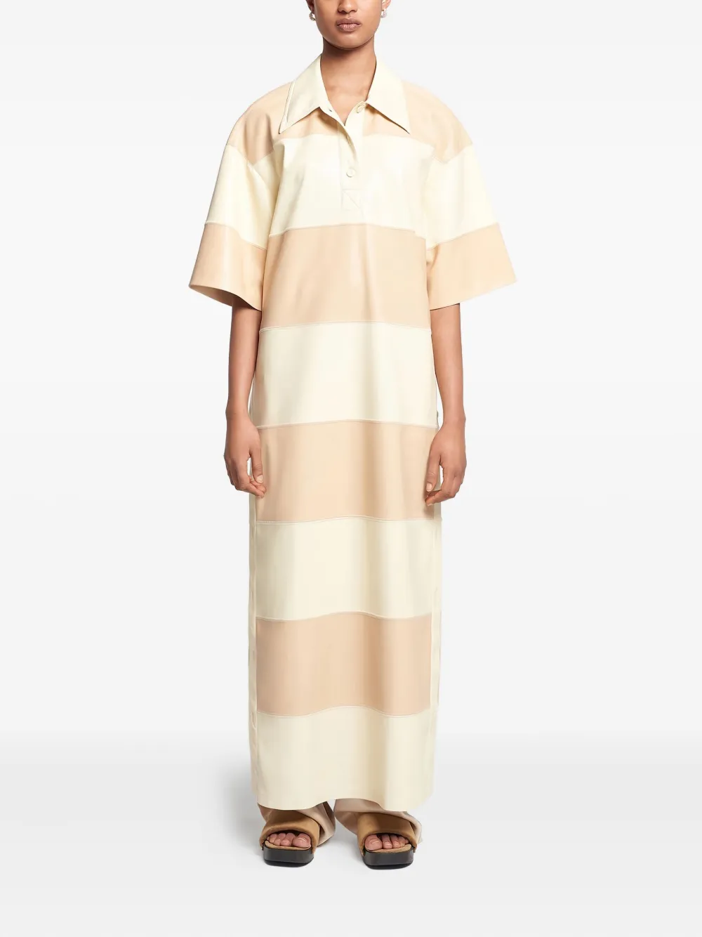 Nanushka stripped-pattern midi dress - Beige