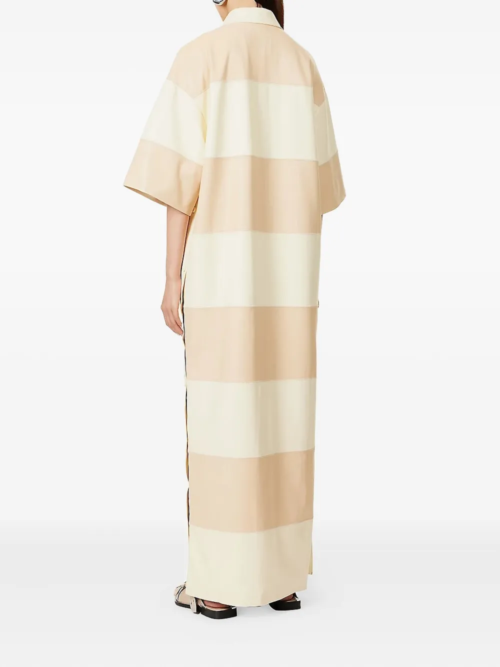 Nanushka Stripped-pattern Midi Dress In Brown