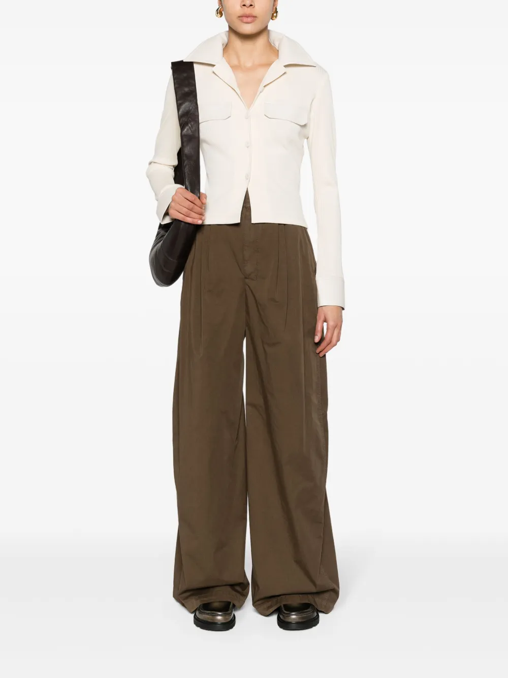 Nanushka Button-up T-shirt - CREME