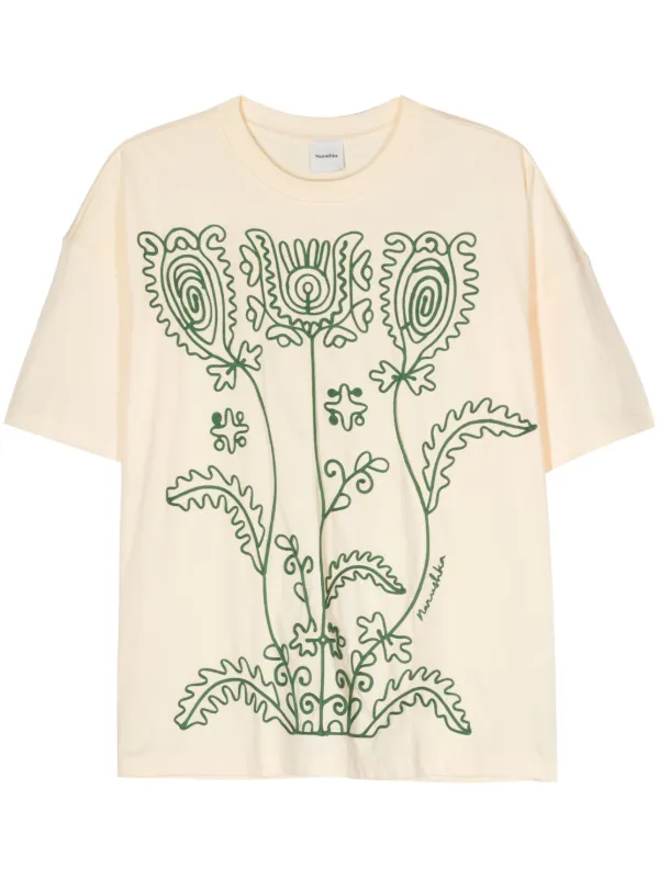 Embroidered flower t shirt clearance