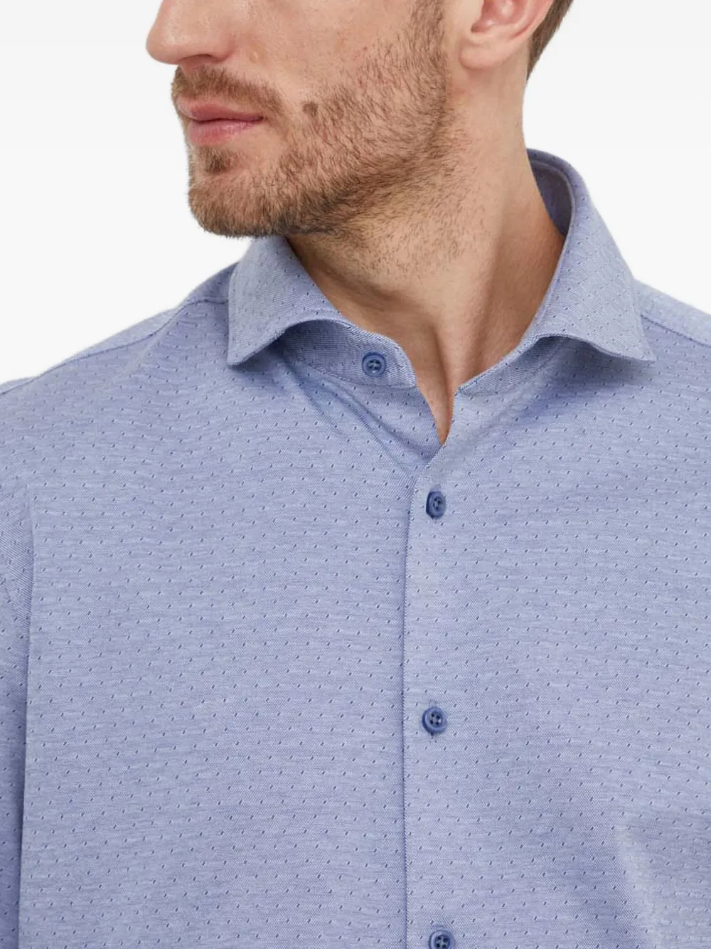 BOSS Getextureerd overhemd Blauw