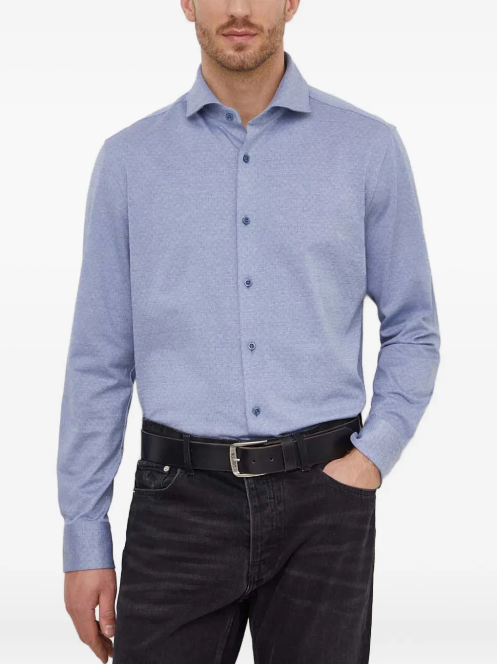 BOSS textured buttoned shirt | Blue | Image 1