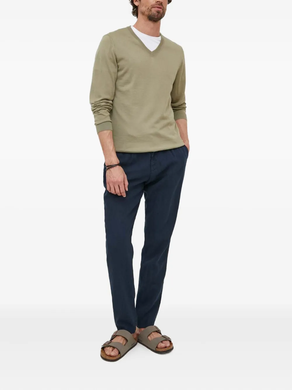 BOSS V-neck long-sleeve sweater - Groen