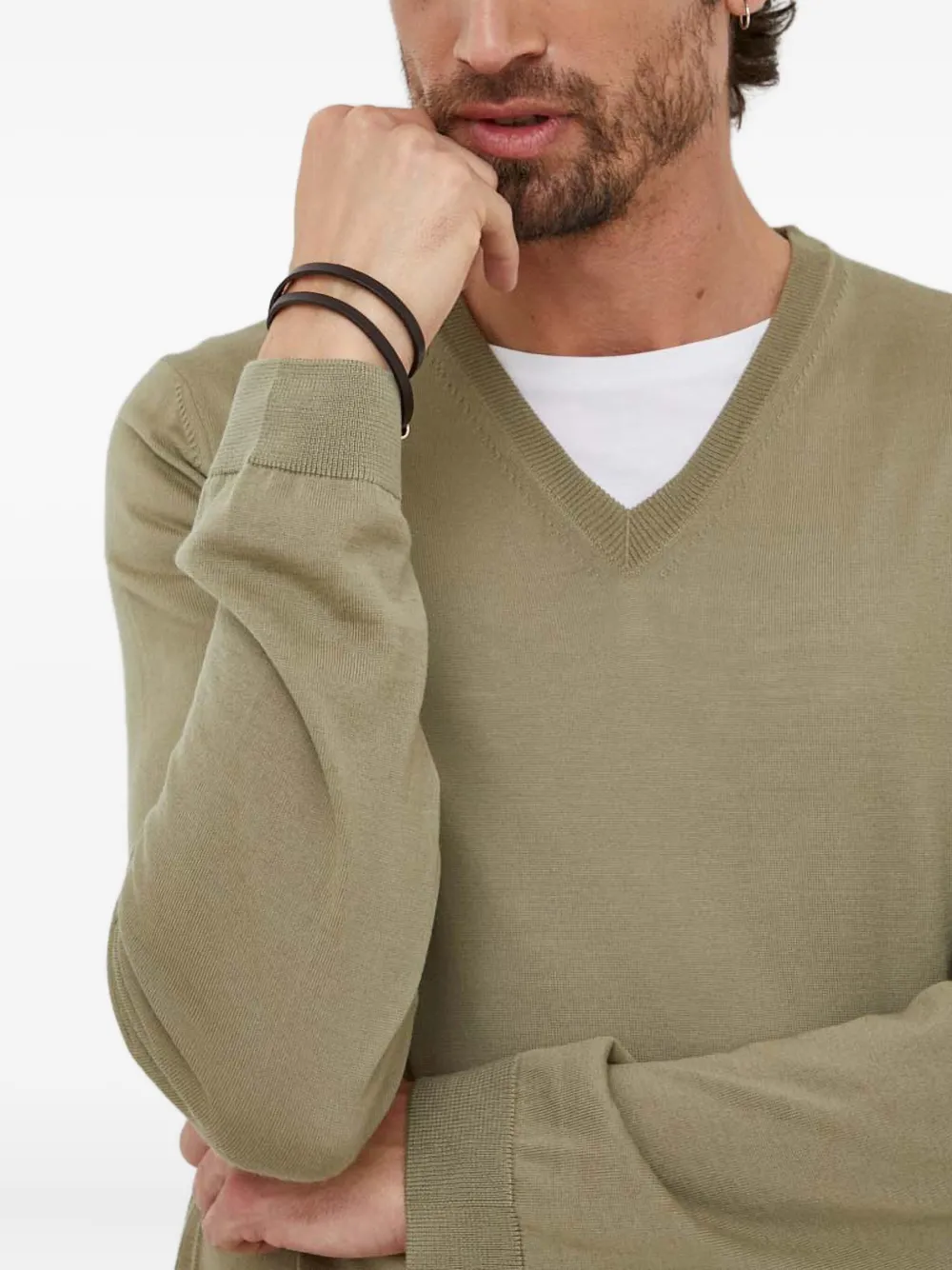 BOSS Trui met V-hals en lange mouwen Groen