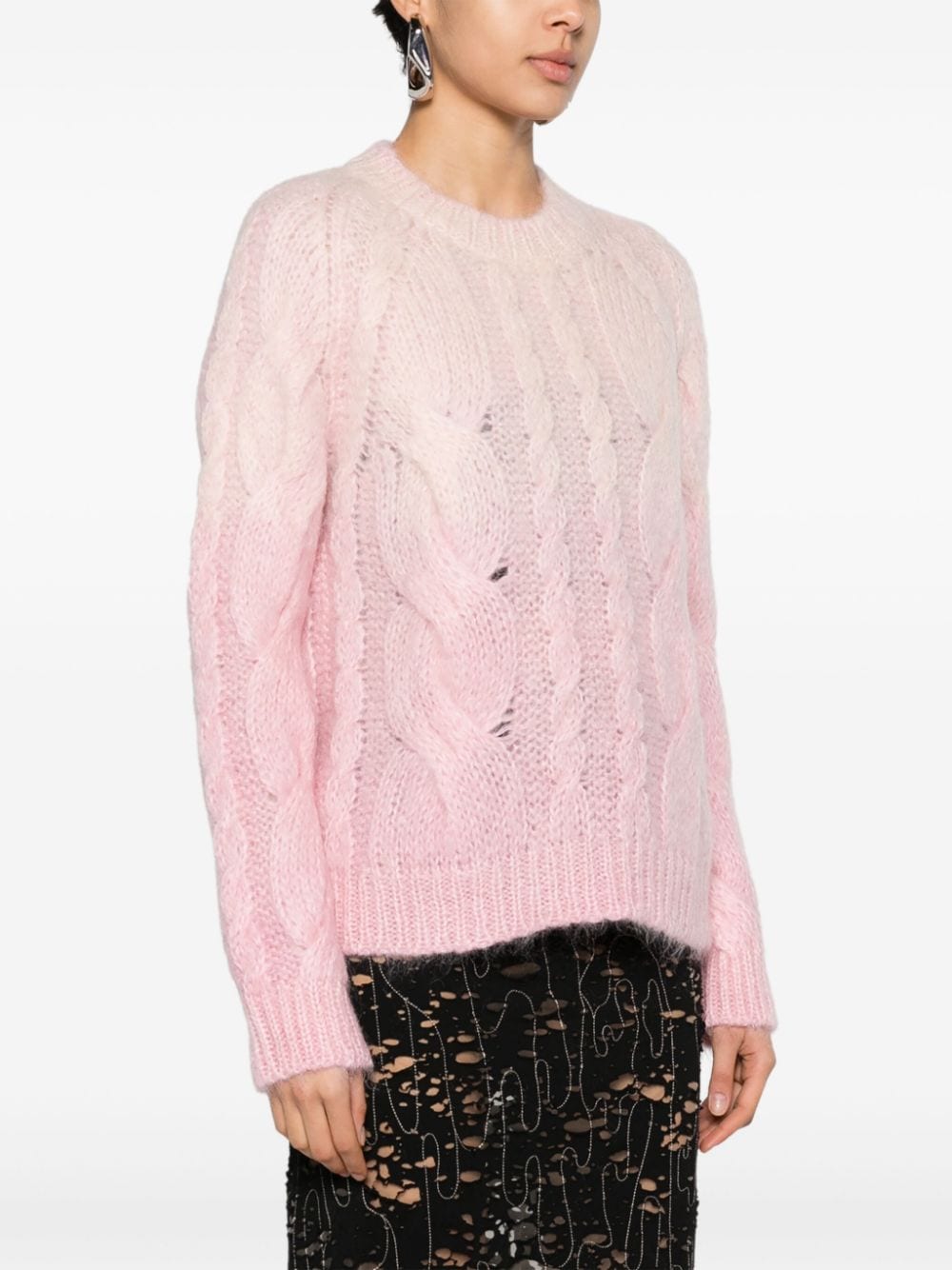 Shop Maison Margiela Ombré Cable-knit Jumper In Pink
