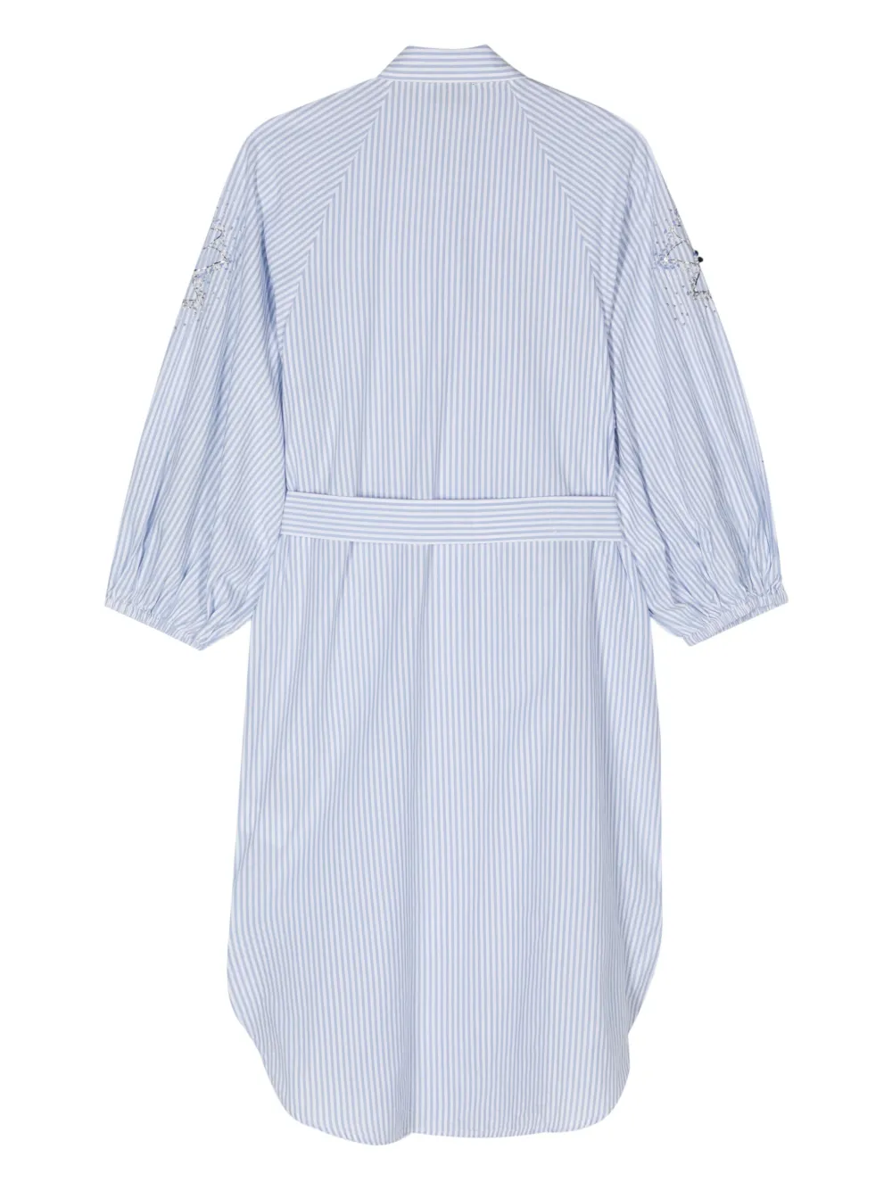 Shop Essentiel Antwerp Belted Shirt Midi Dress In Blue