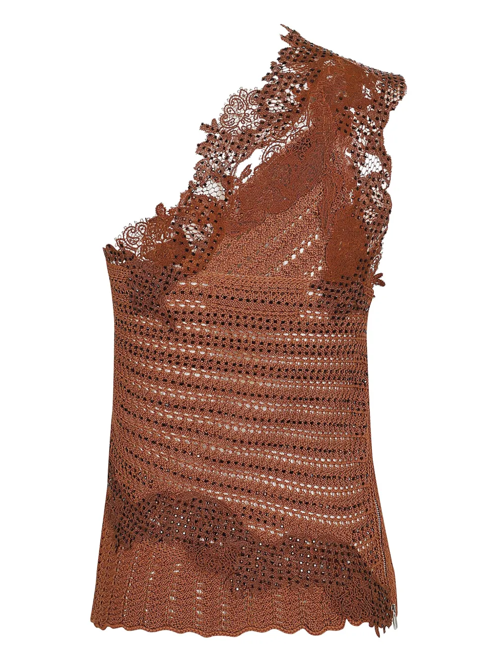 Ermanno Scervino lace-insert knitted top Bruin