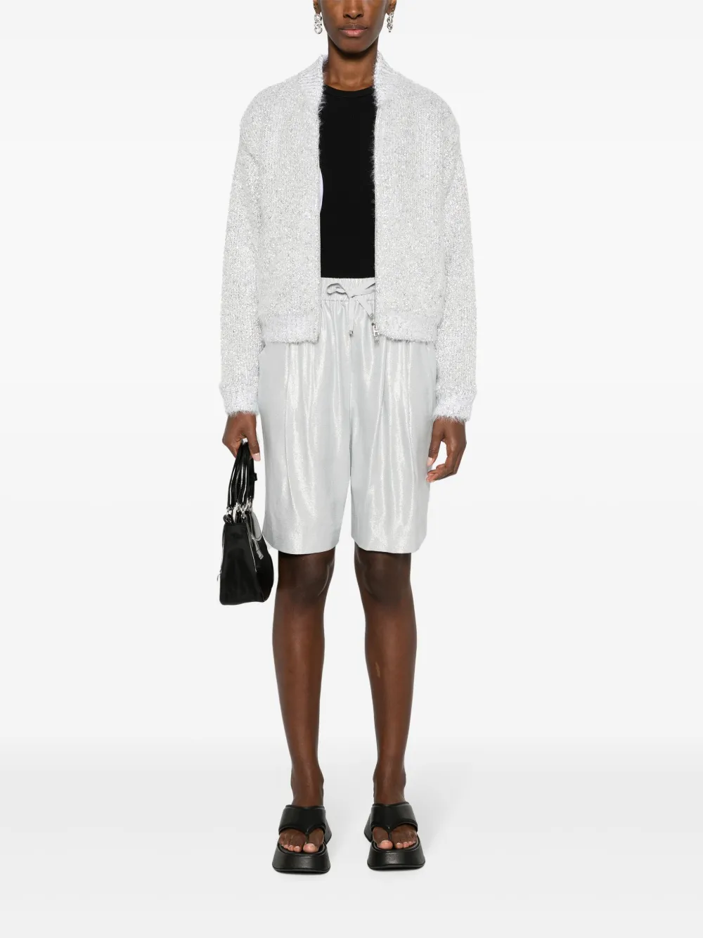 Herno pleat-detail shorts - Zilver