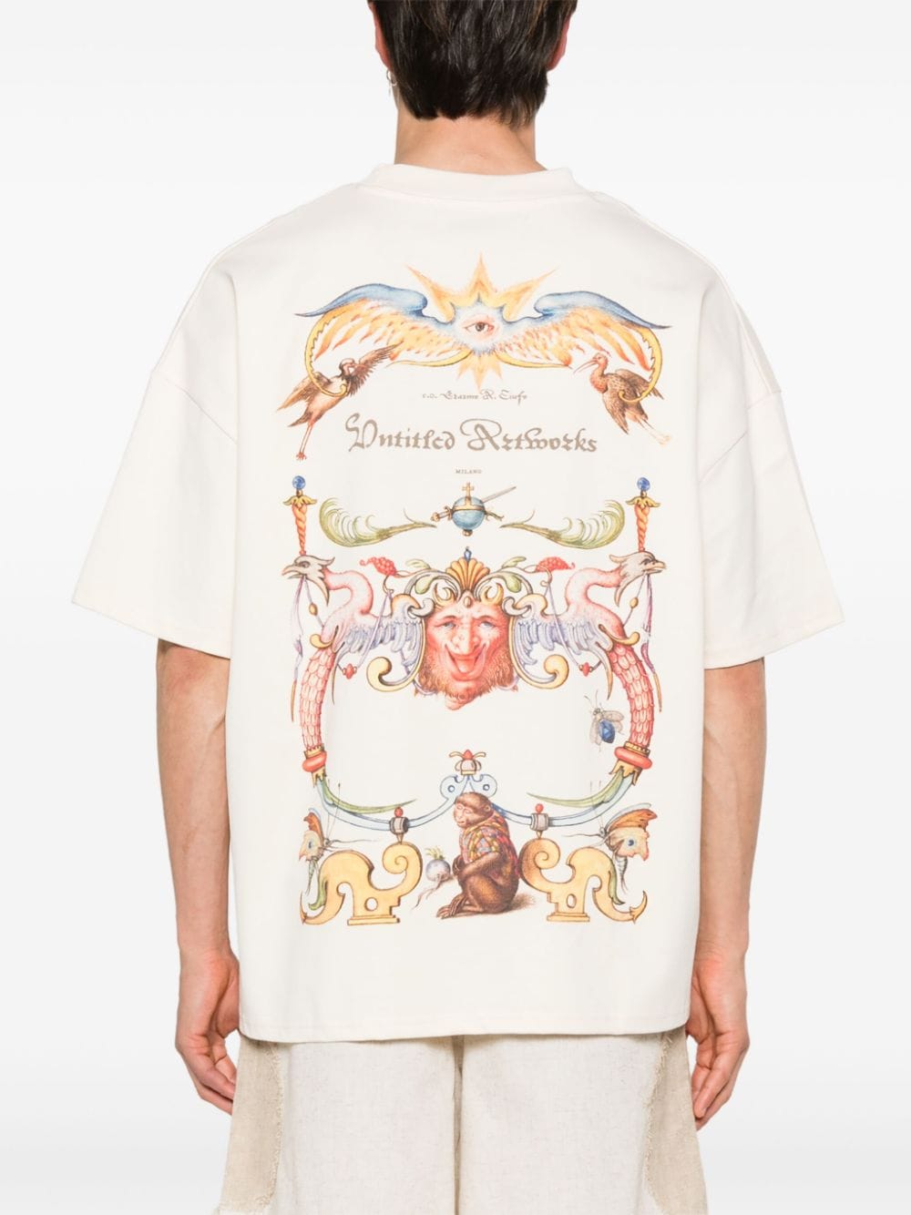 Shop Untitled Artworks Logo-print Cotton T-shirt In Neutrals