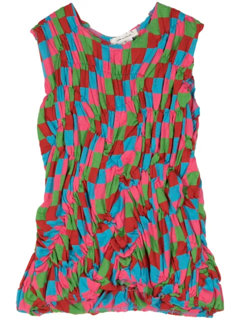 Comme Des Garçons 체크 패턴 주름 탑