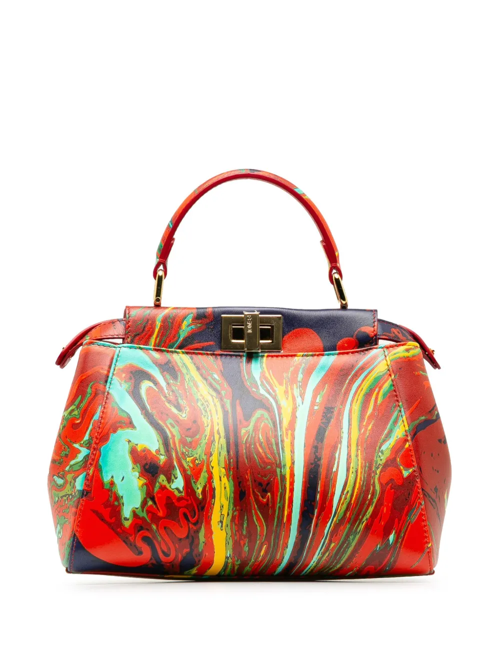 Fendi Pre-Owned 2016-2023 mini Marbled Peekaboo two-way handbag - Rood