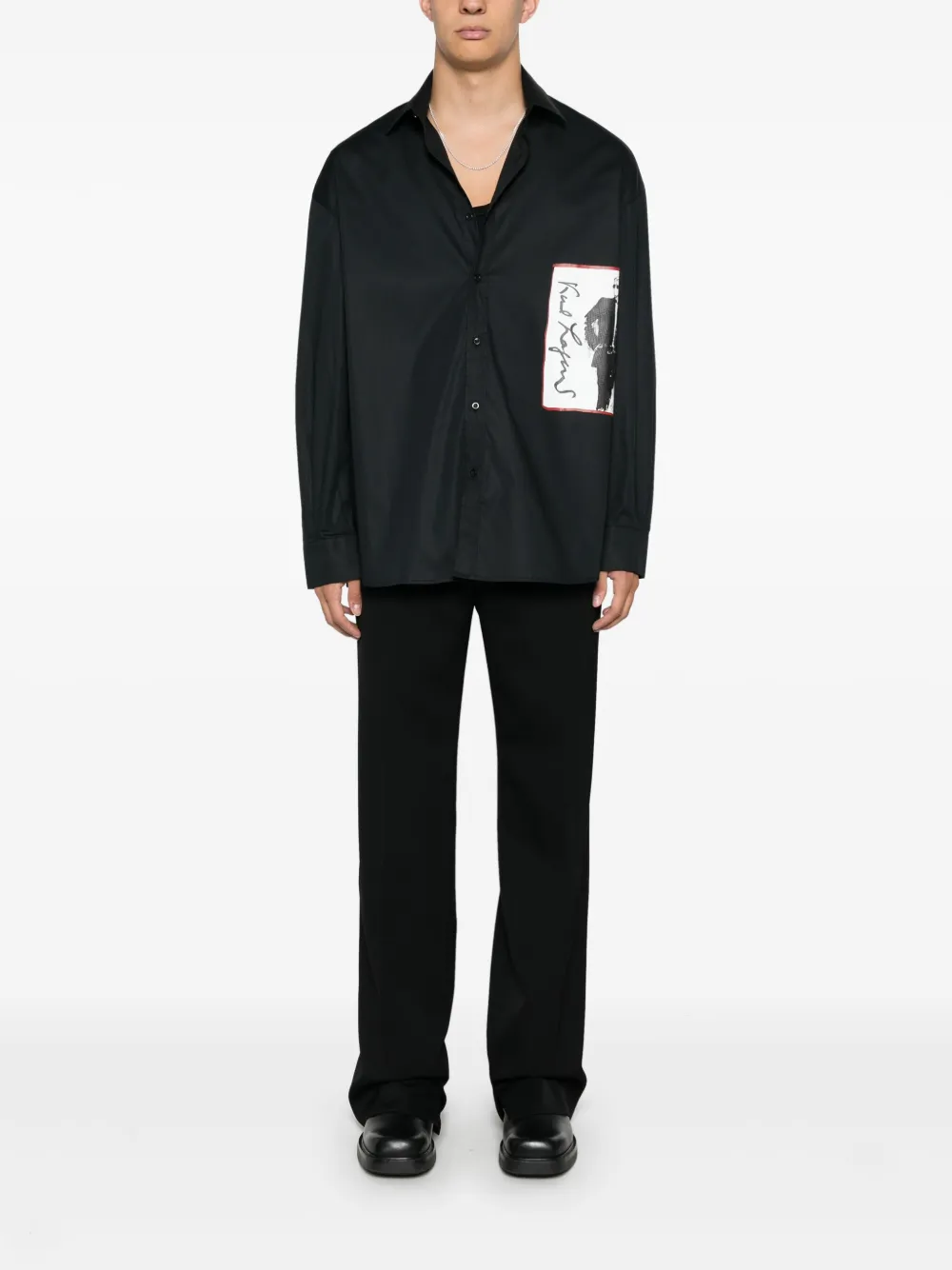 Karl Lagerfeld Overhemd met logoprint - Zwart