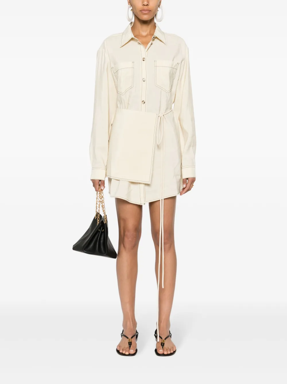 Shop Nanushka Metta Shirt Dress In Neutrals