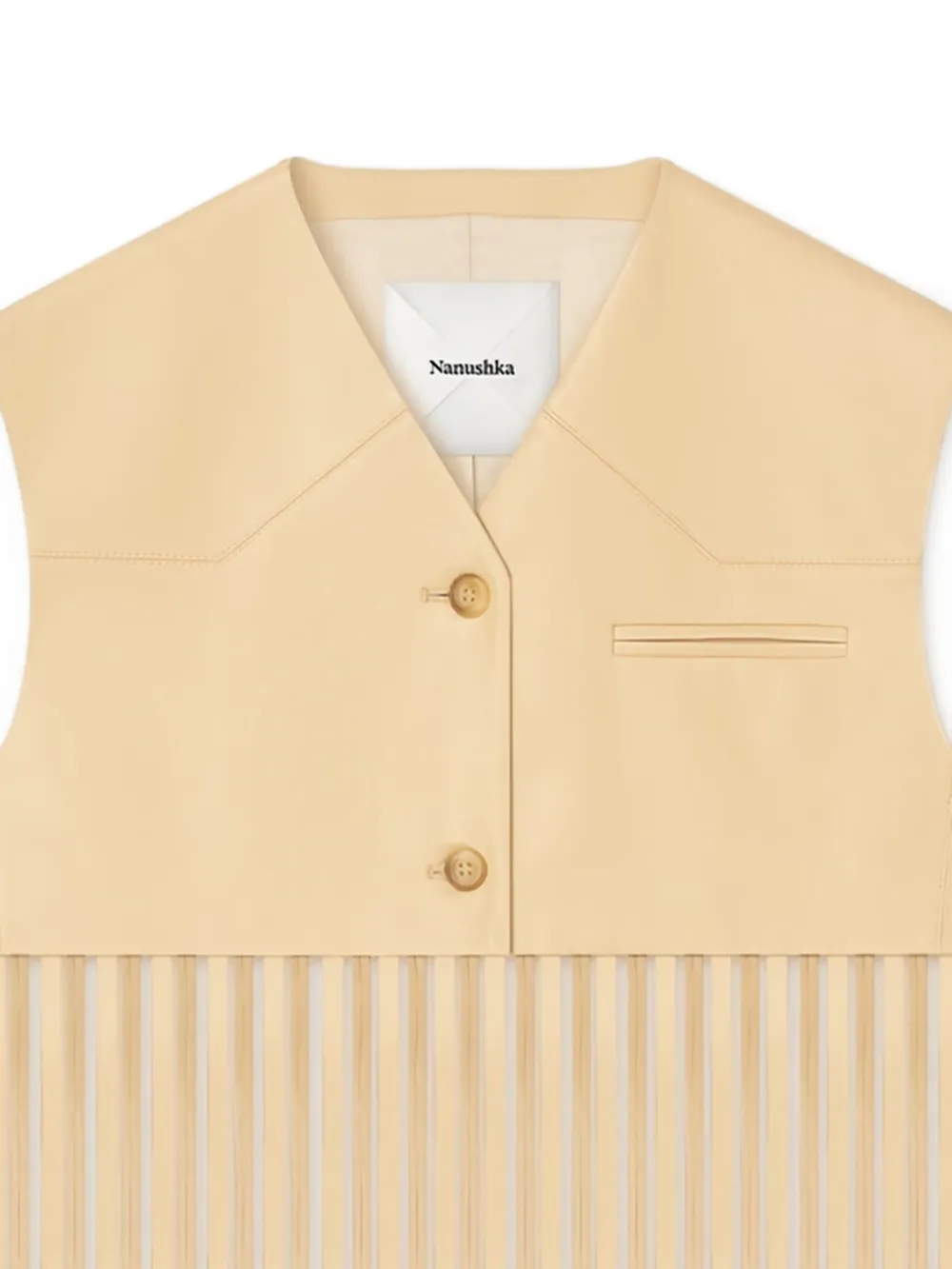Nanushka Fringed Sleeveless Waistcoat In Brown