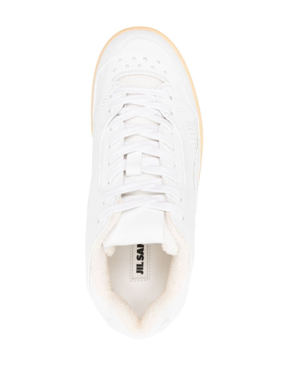Shop Jil Sander Logo-debossed Panelled Sneakers In White