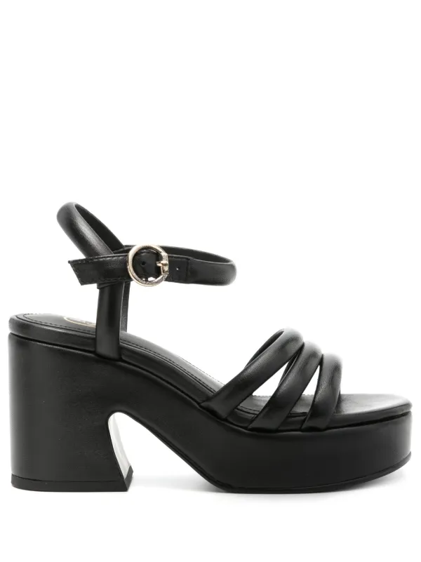 Black platform leather sandals sales