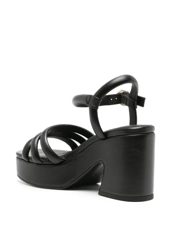 Black platform sandals leather hot sale