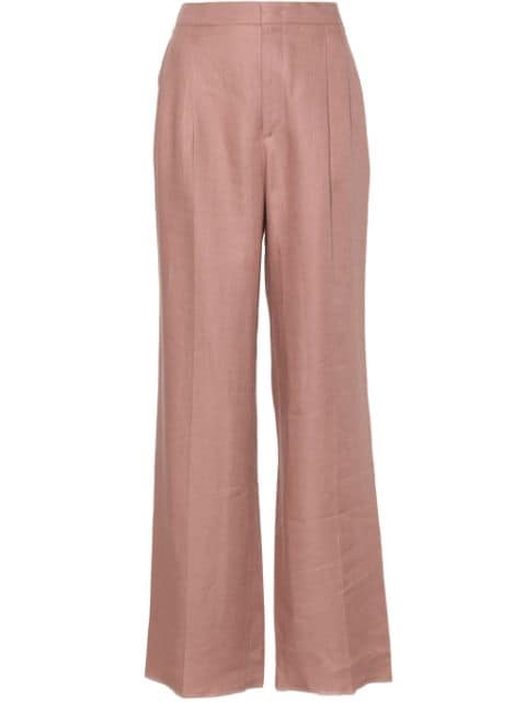 Tagliatore pleat-detail linen trousers