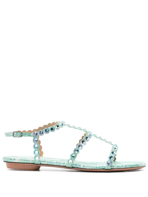 Aquazzura Tequila flat leather sandals TQLFLAS0TYKSPM - 0