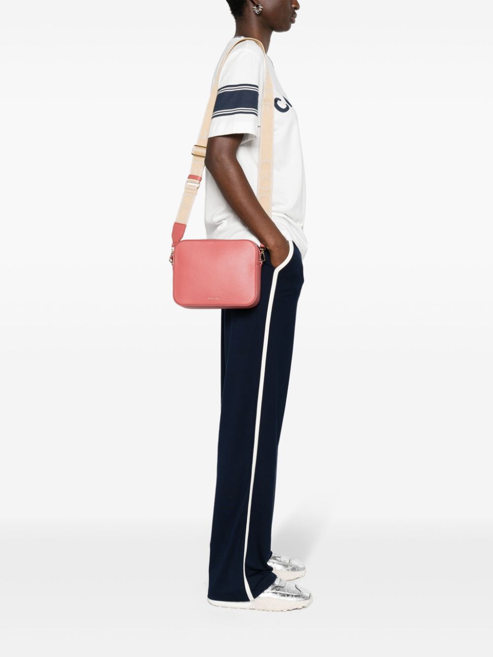 Shop Coccinelle Tebe Leather Crossbody Bag In Pink