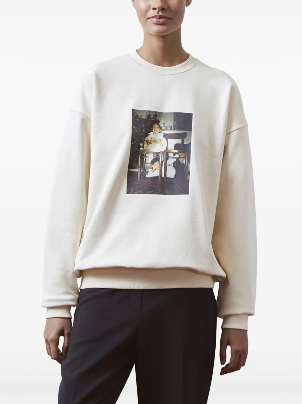 Shop 12 Storeez Photo-print Cotton-terry Sweatshirt In Neutrals