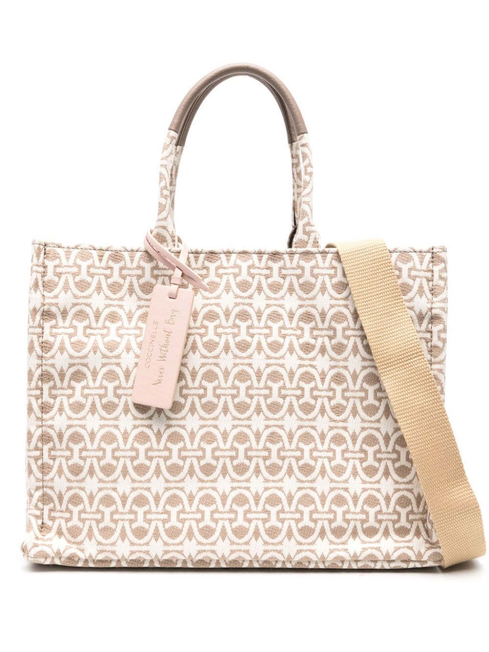 Coccinelle Medium Never Without Tote Bag In Neutrals