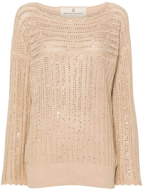 Ermanno Scervino crystal-embellished open-knit jumper