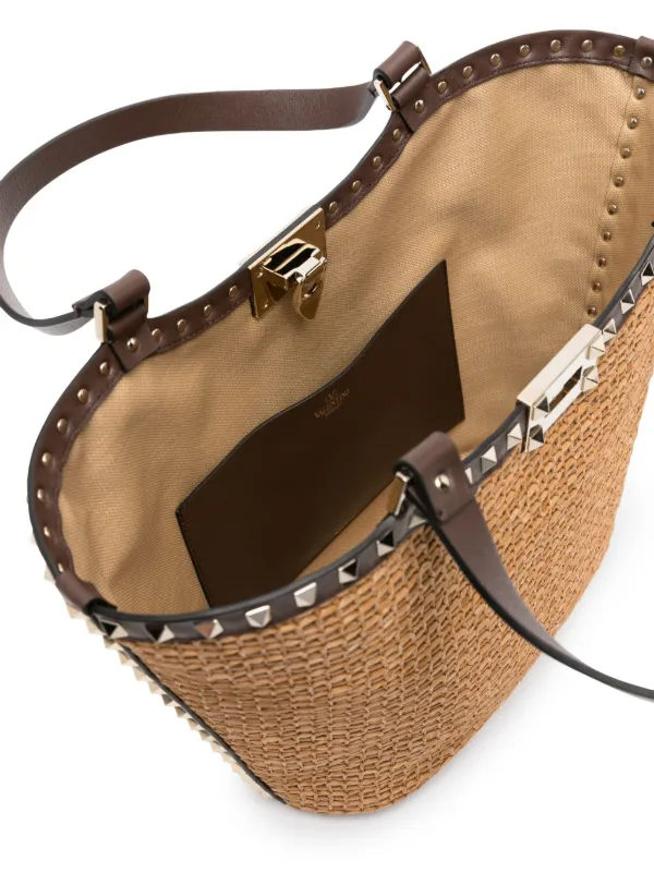 Woven raffia bag top