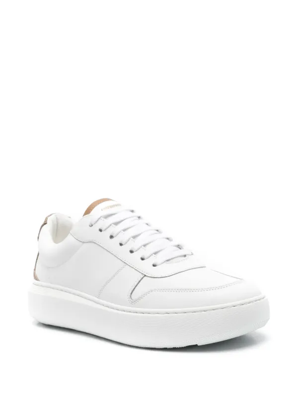 Herno monogram-heel Leather Sneakers | White | FARFETCH GE