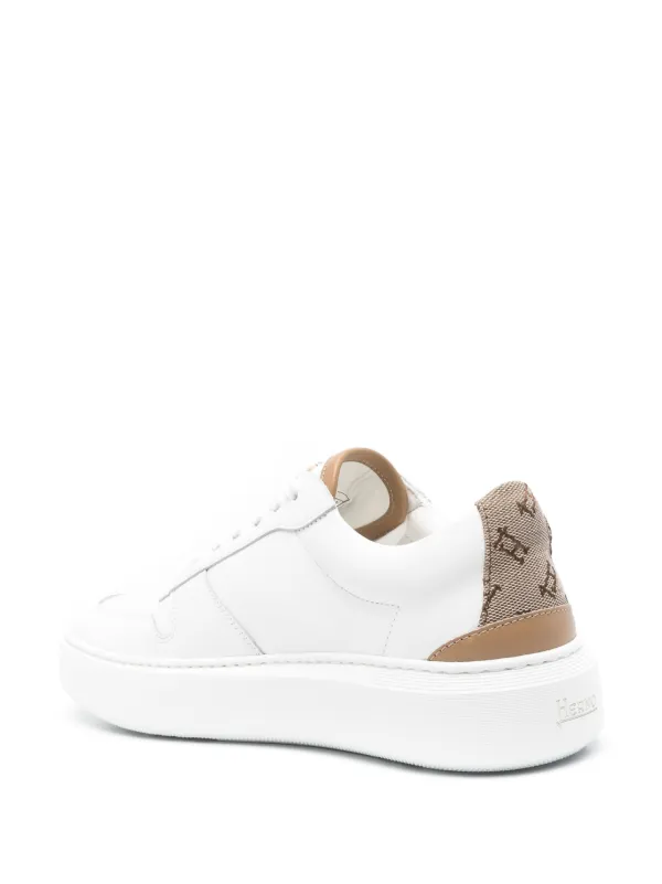 Herno monogram-heel Leather Sneakers | White | FARFETCH JO