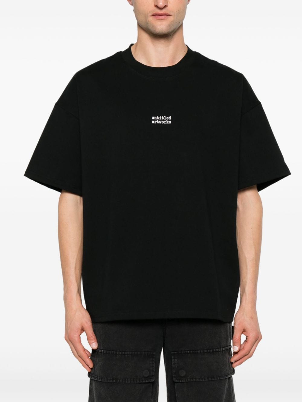 Shop Untitled Artworks Tee Essential Cotton T-shirt In Black