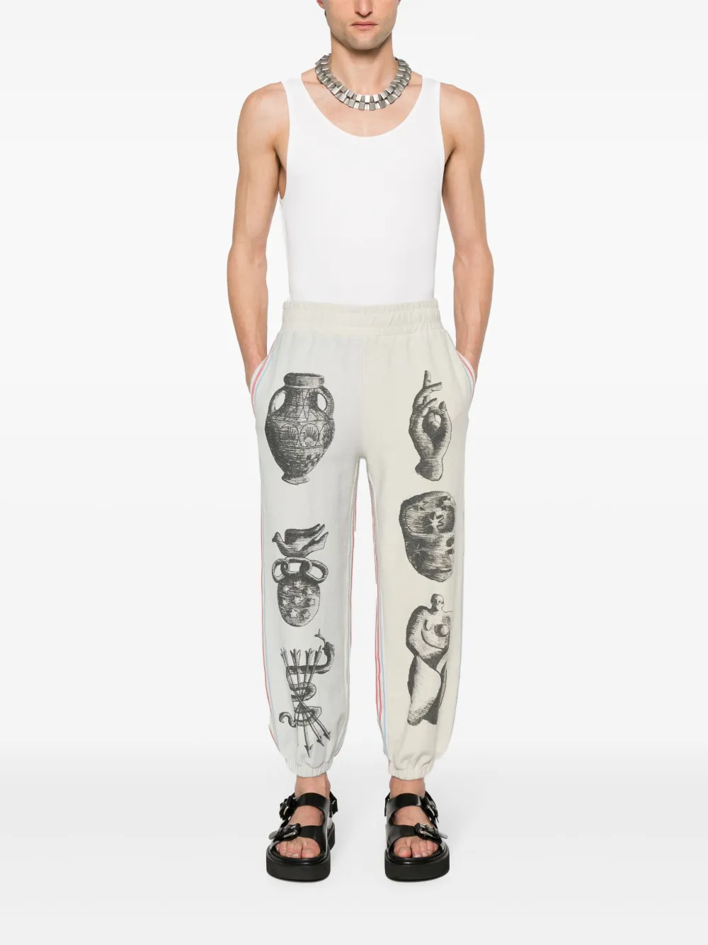 Shop Untitled Artworks Sweats Reversed Track Pants In Neutrals