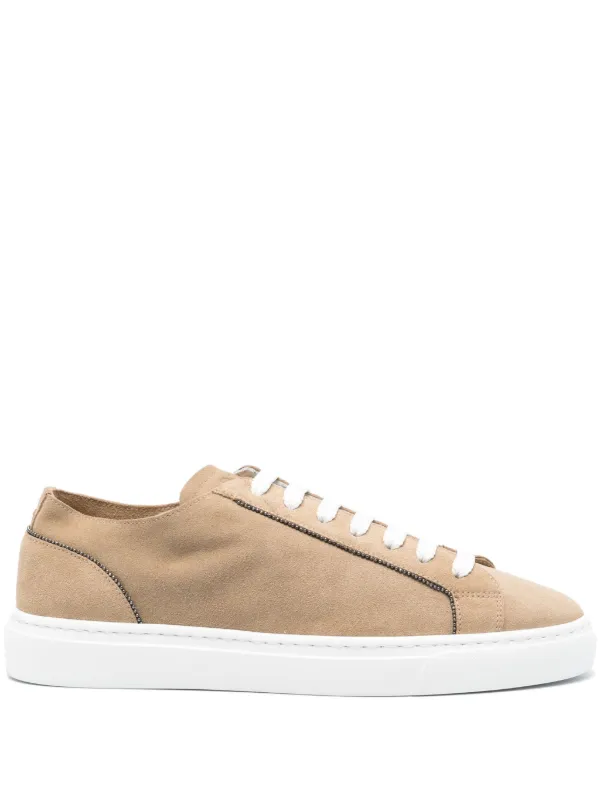 Doucal's Monili Chain-detail Suede Sneakers in Neutrals