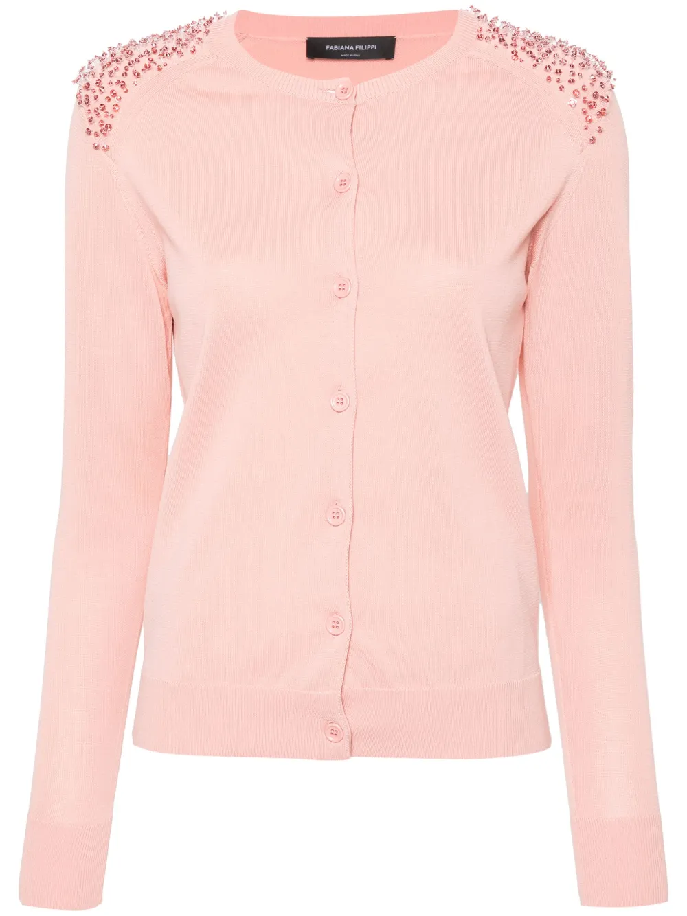 Fabiana Filippi Bead-embellished Cardigan In Pink