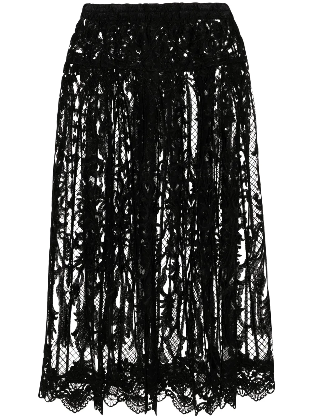 MAURIZIO MYKONOS corded-lace A-line skirt – Black