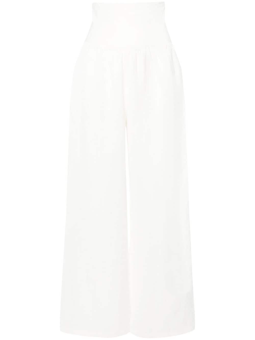 Maurizio Mykonos High-waisted Palazzo Trousers In Weiss