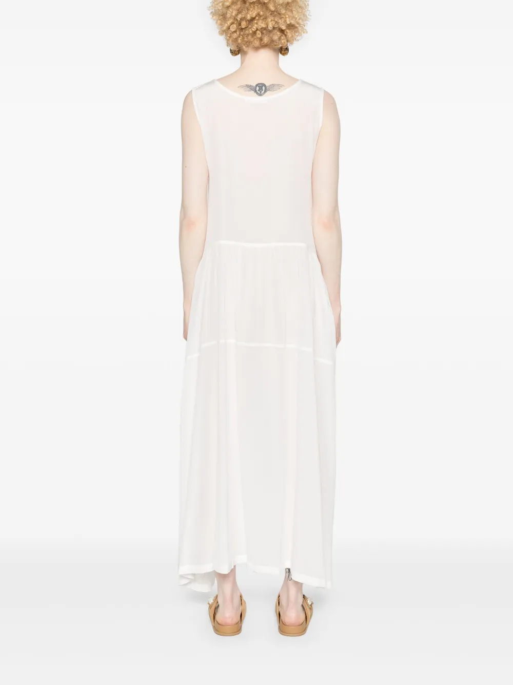MAURIZIO MYKONOS Gelaagde zijden maxi-jurk Wit