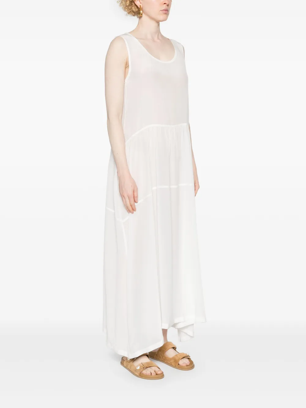 MAURIZIO MYKONOS Gelaagde zijden maxi-jurk Wit