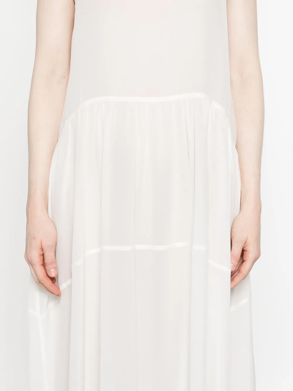 MAURIZIO MYKONOS Gelaagde zijden maxi-jurk Wit