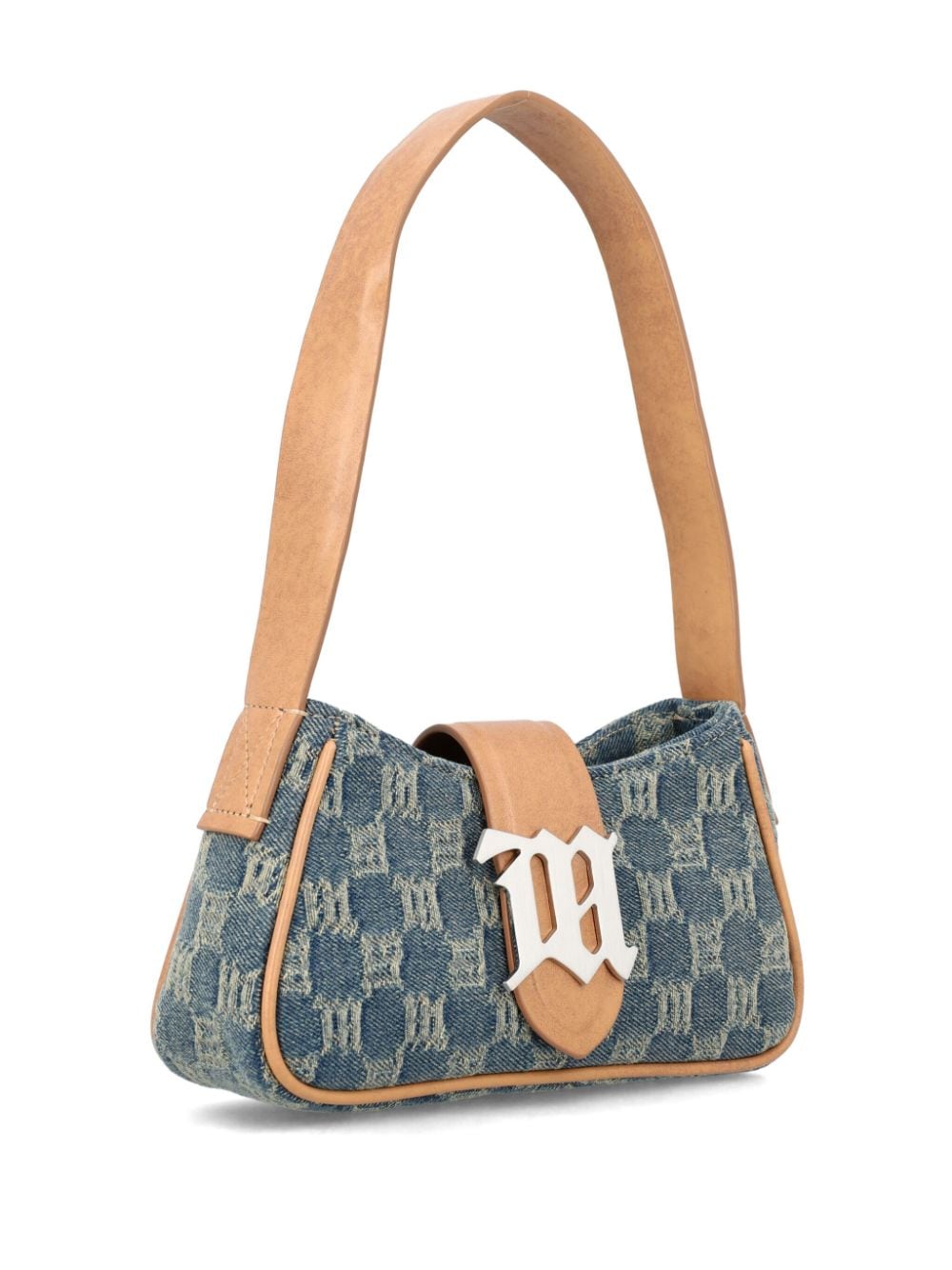 Shop Misbhv Monogram-jacquard Denim Mini Bag In Blue