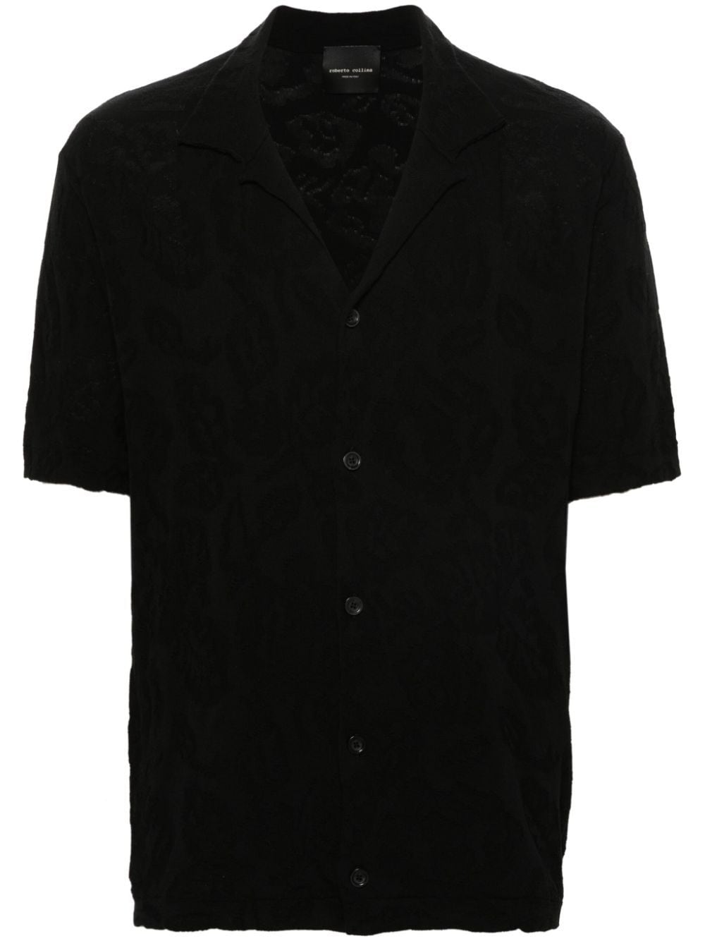 Roberto Collina Jacquard-pattern Knitted Shirt In Black