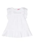 Miss Blumarine rhinestone-logo cotton dress - White