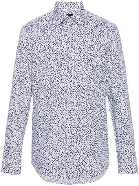 BOSS floral-print poplin shirt