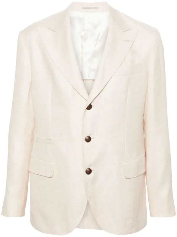 テーラードジャケット BRUNELLO CUCINELLI Single-breasted linen blend blazer Brunello Cucinelli Single-breasted linen blend blazer | The