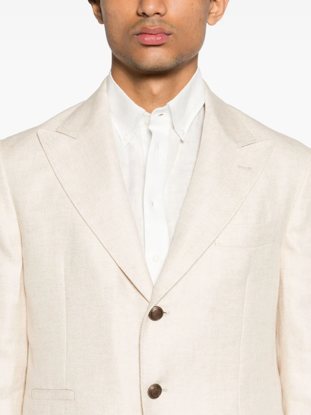 Brunello Cucinelli single-breasted linen blend blazer | Image 5
