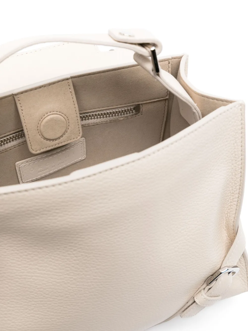 Shop Orciani Small Sveva Soft Leather Tote Bag In Neutrals