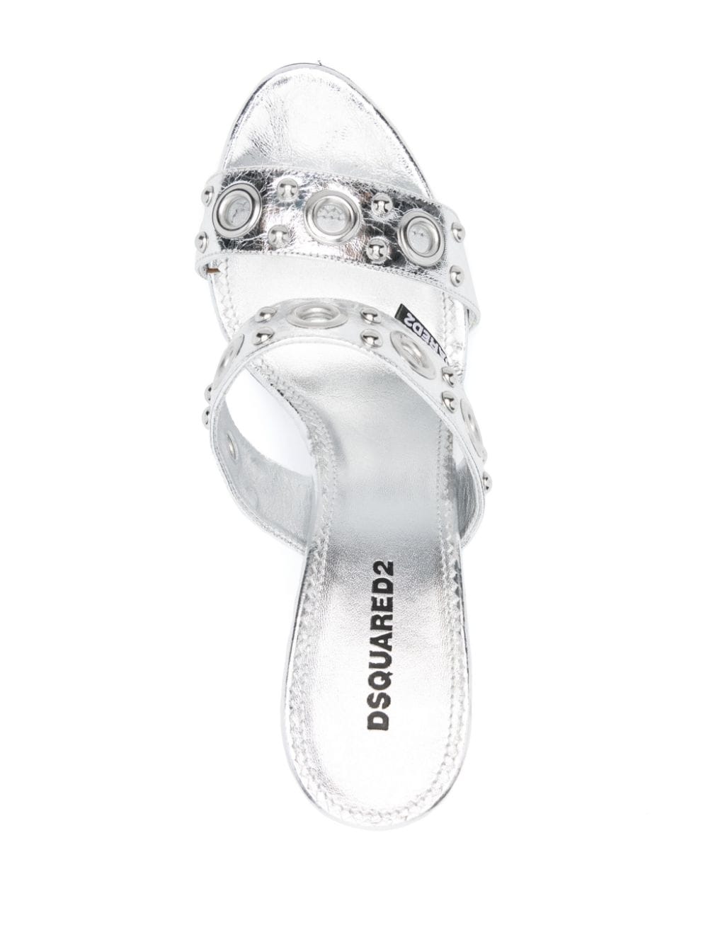 Shop Dsquared2 Gothic 110mm Leather Sandals In Silver