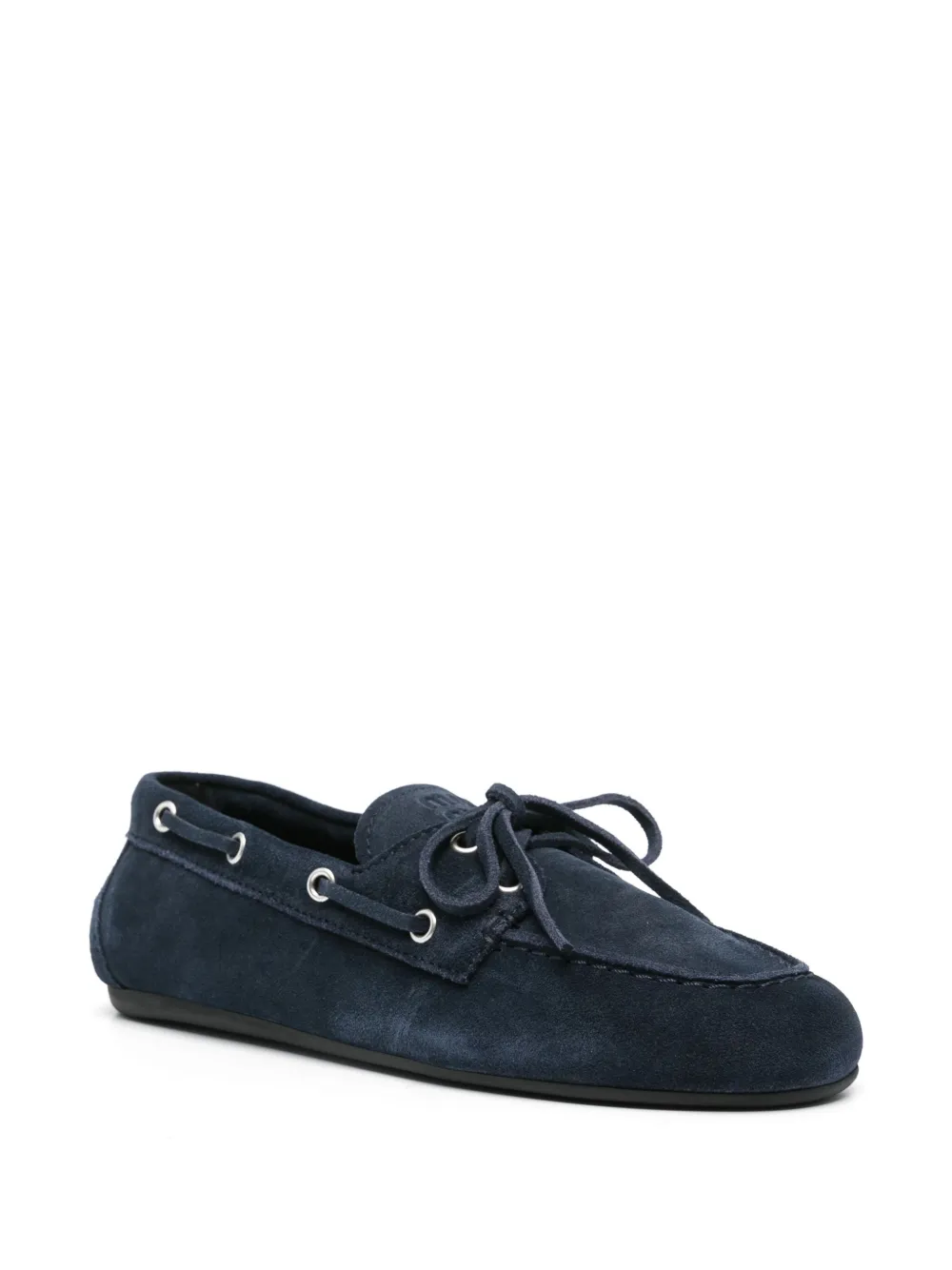 Miu Miu Suède loafers met logo-reliëf - Blauw
